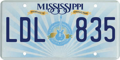 MS license plate LDL835