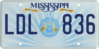 MS license plate LDL836