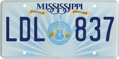 MS license plate LDL837