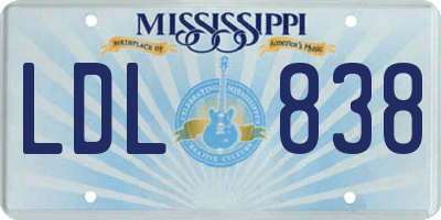MS license plate LDL838