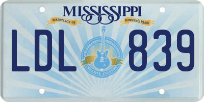 MS license plate LDL839