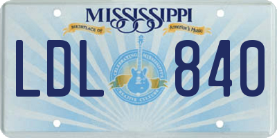 MS license plate LDL840
