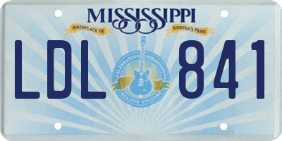 MS license plate LDL841