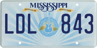 MS license plate LDL843