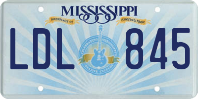 MS license plate LDL845