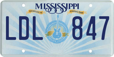 MS license plate LDL847