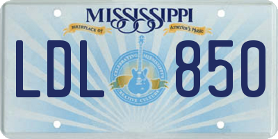 MS license plate LDL850