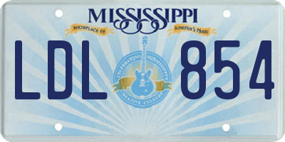 MS license plate LDL854
