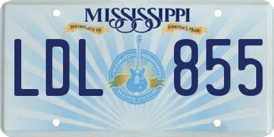 MS license plate LDL855