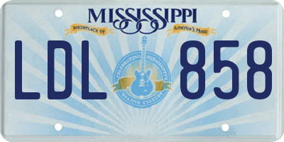 MS license plate LDL858