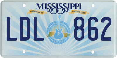 MS license plate LDL862