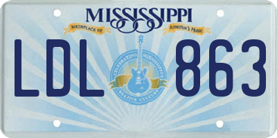 MS license plate LDL863