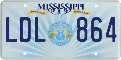 MS license plate LDL864