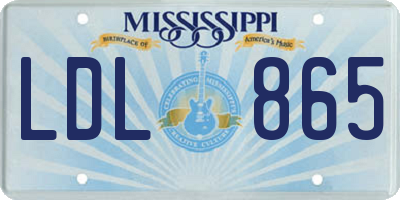 MS license plate LDL865