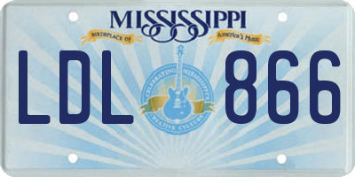 MS license plate LDL866