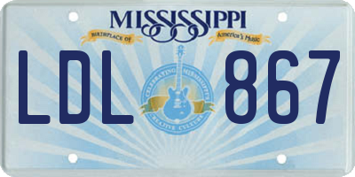 MS license plate LDL867