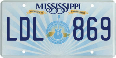 MS license plate LDL869