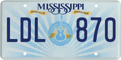 MS license plate LDL870