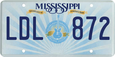 MS license plate LDL872