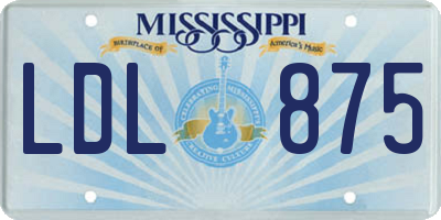 MS license plate LDL875