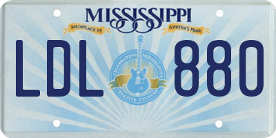 MS license plate LDL880