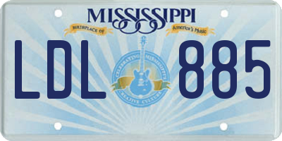MS license plate LDL885