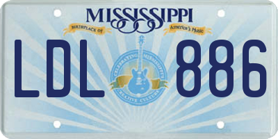 MS license plate LDL886