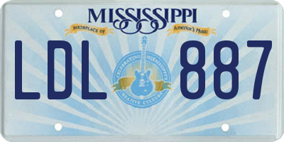 MS license plate LDL887