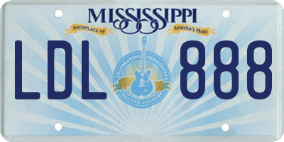 MS license plate LDL888