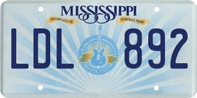 MS license plate LDL892