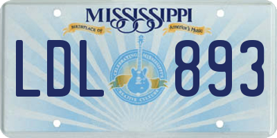 MS license plate LDL893