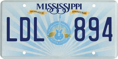 MS license plate LDL894