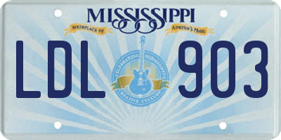 MS license plate LDL903