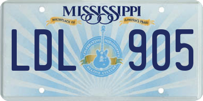 MS license plate LDL905