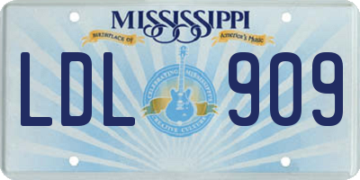 MS license plate LDL909