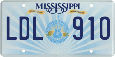 MS license plate LDL910
