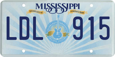 MS license plate LDL915