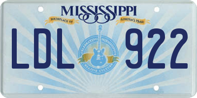 MS license plate LDL922