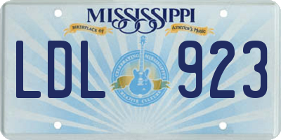 MS license plate LDL923