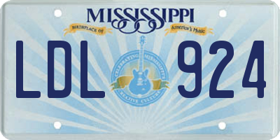 MS license plate LDL924