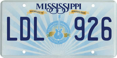 MS license plate LDL926