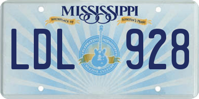MS license plate LDL928