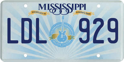 MS license plate LDL929