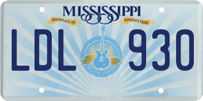 MS license plate LDL930