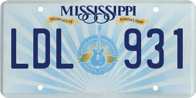 MS license plate LDL931