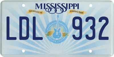MS license plate LDL932