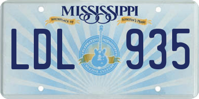 MS license plate LDL935