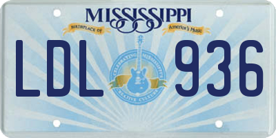 MS license plate LDL936