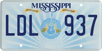 MS license plate LDL937