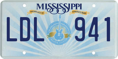 MS license plate LDL941